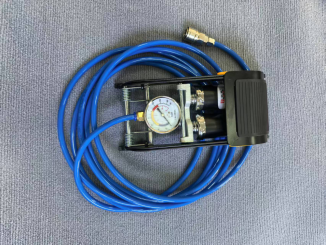 Foot pump in use