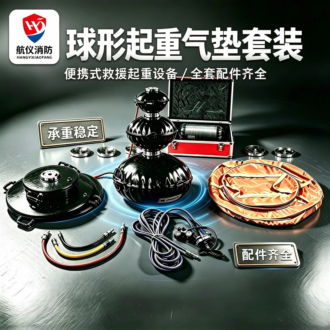 Spherical lifting air cushion with Kevlar reinforcement